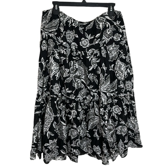 Lauren Ralph Lauren midi tiered flare floral print cotton skirt size L - Picture 2 of 10